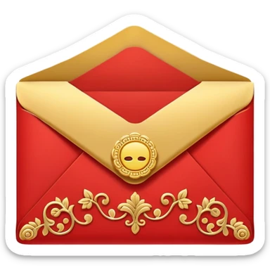 Chinese red envelope (hongbao), lucky money packet with gold details, emoji style sticker