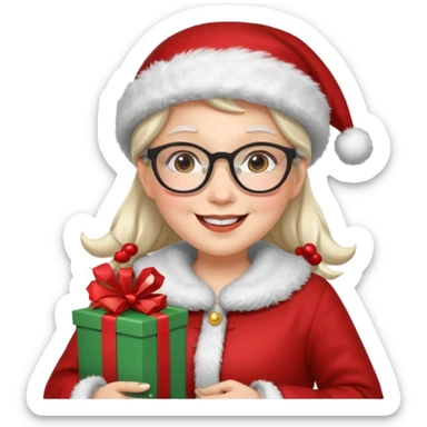 female Santa Claus with glasses sticker