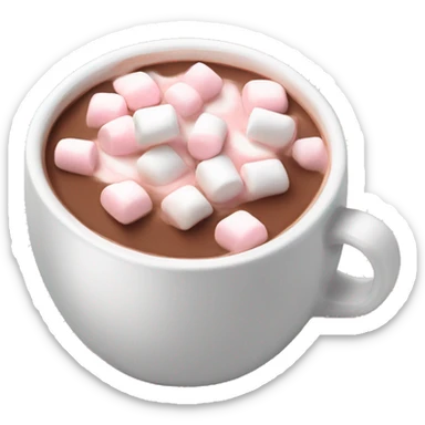 Light Pink mug of hot chocolate with marshmallows  sticker