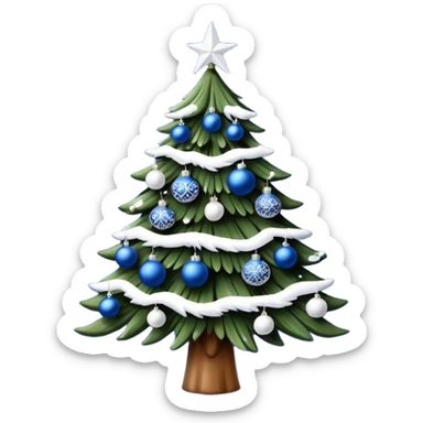 Christmas tree with navy blue and white ornaments sticker