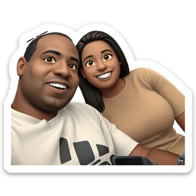 smiling duo in car interior sticker