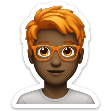 Boy with orange glasses and medium hair sticker