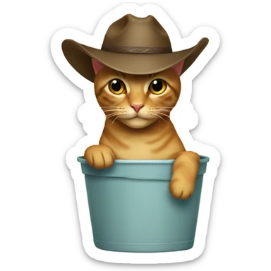 hace un gato con botas y sombrero sosteniendo un vaso sticker