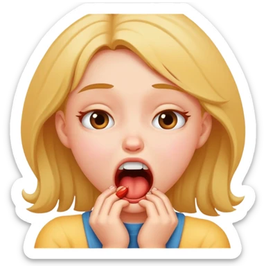 A girl choking herself, funny,  sticker