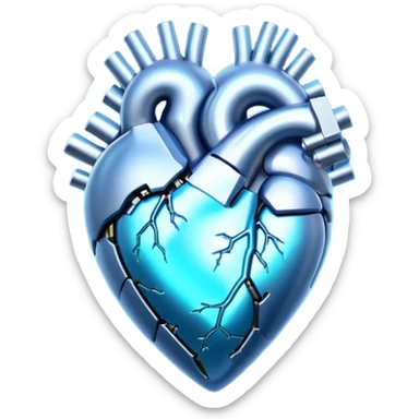 Blue and Cyan glowing holographic cyberpunk heart  sticker