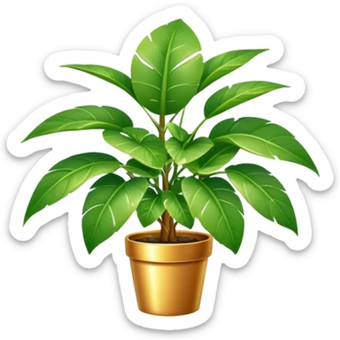 potted house plant with lots of coins growing on leaves sticker