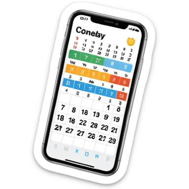 smartphone with calendar app showing on screen sticker