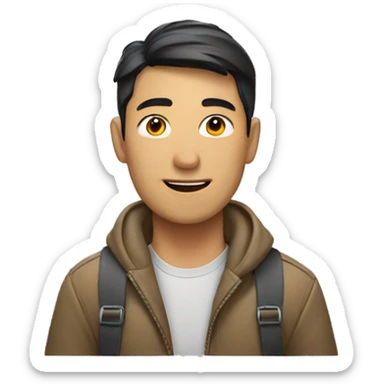 Asian man with bags sticker