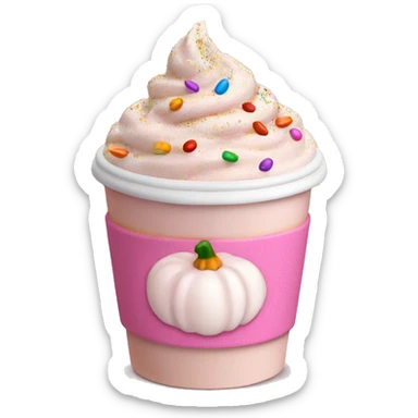 Light pink pumpkin latte with Multicolored Sprinkling sticker