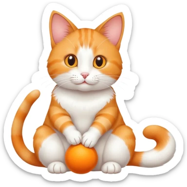 cat full body sitting playing with a toy mouse sticker
