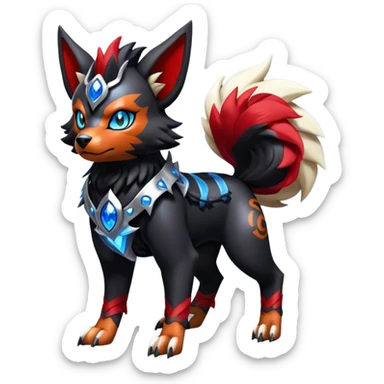Shiny Gothic Exotic Futuristic Houndoom-Arcanine-Zorua-Torracat-Pokémon-Fakémon-hybrid-creature sticker