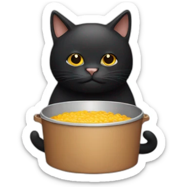a big black cat with brown eyes holding a lid in his mouth sticker