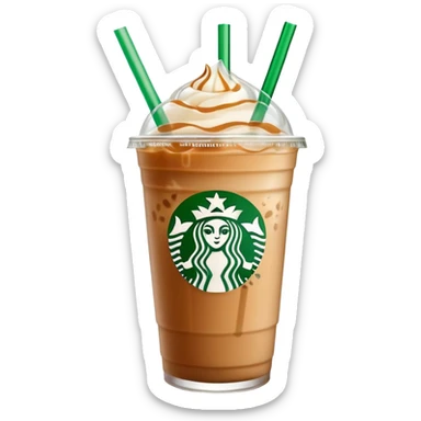 Starbucks iced latte in clear cup with green logo and straw sticker