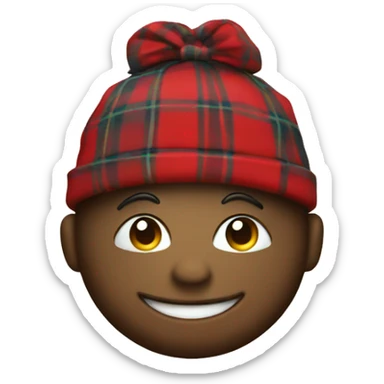  smiling emoji with a tartan hat sticker