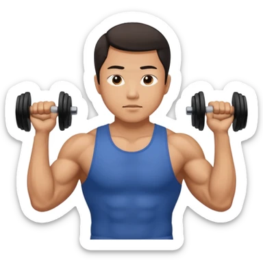 asian guy doing tricep workout sticker