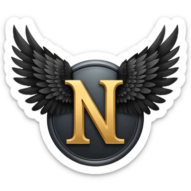 2 ailles noir la lettre N au milieu sticker