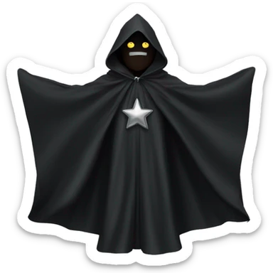 black cloak, many silver stars on cloak, clothing, no person sticker