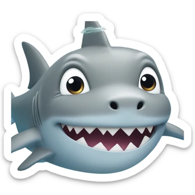 A shark that’s a cute kitten swimming in clear water sticker