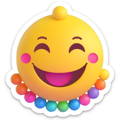 3D smiley emoji, girly, smiling, centered, with large colorful youthful elegant font text below: Anikó sticker