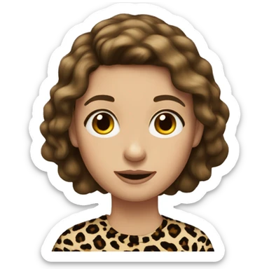 Teenage brown haired girl wearing a leopard print top sticker