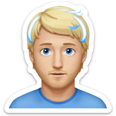 Genmoji style portrait of Logan Paul, blonde hair, blue eyes, short beard sticker