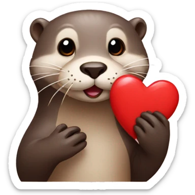 otter making a red heart sticker