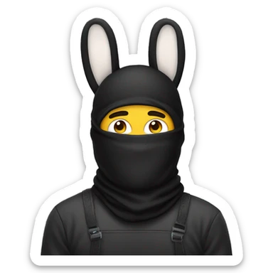 guy in balaclava with bunny ears sticker