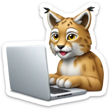 A lynx with a laptop sticker