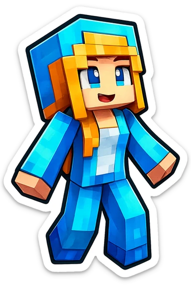 Extract the blue character on the left from the image as a separate image with a transparent background, preserving all details and colors of the character. sticker