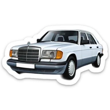 From front Mercedes w126 300se white from year 1987 the sacco panels are grey and the interior is blue sticker