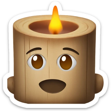 Wooden wick candle sticker
