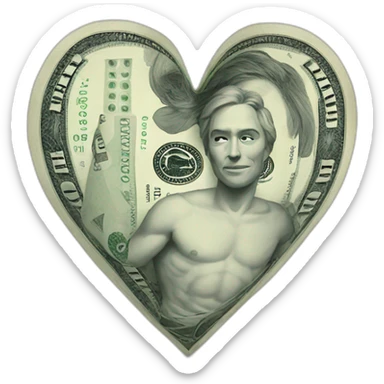 A heart made of money beats like a human heart sticker
