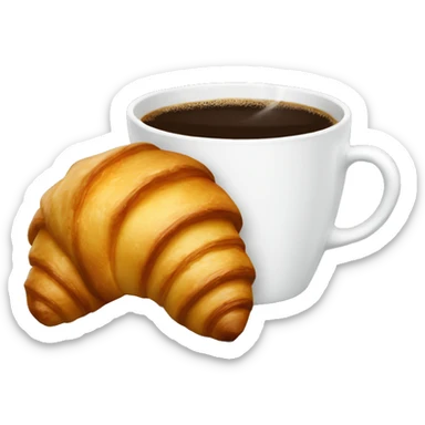 A coffe cup with a croissant sticker
