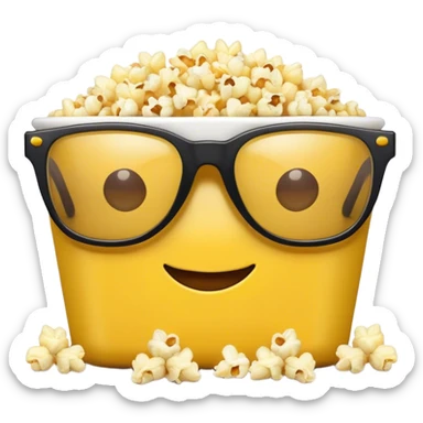 Popcorn with cinema glasses on it sticker