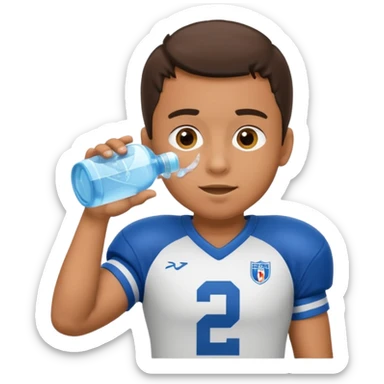 football player on the bench drinking water sticker