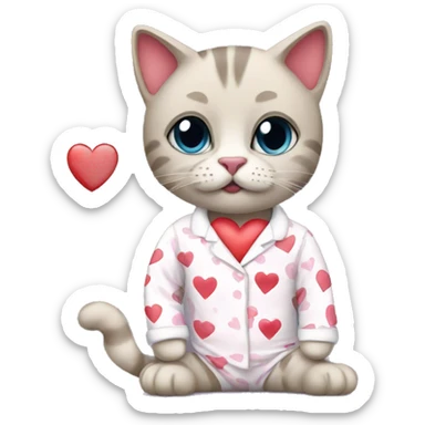Cats with heart pajamas  sticker
