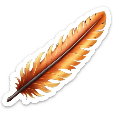 iOS emoji, dark fantasy feather, burned edges, ember glow, soft shadow, minimal sticker