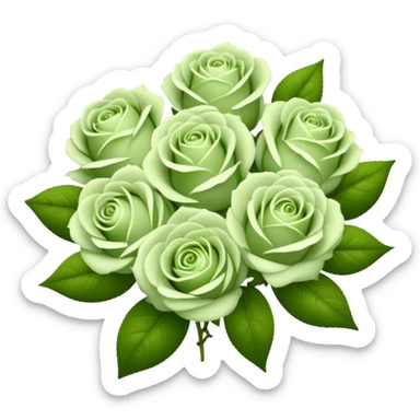 big bouquet Soft Green Tea Rose, luxuriant, leaf, bud sticker