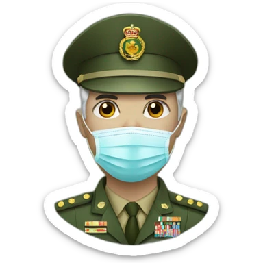 a military Head Portraits in a Medical masks sticker