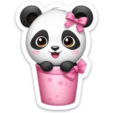 Panda with pink bow and boba sticker