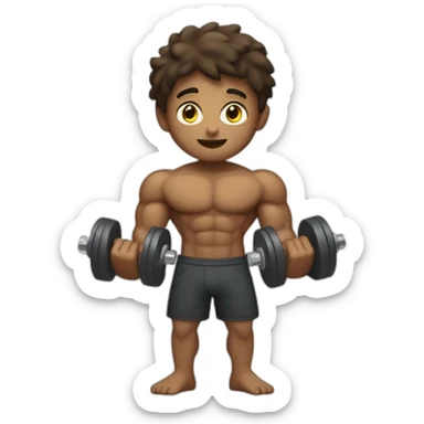 Muscular boy with a dumbell  sticker