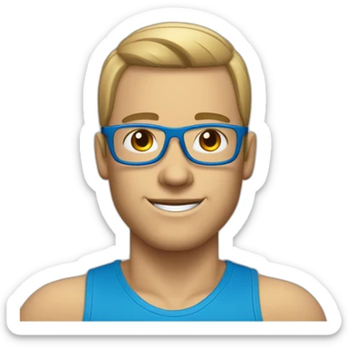 homme sans cheveux avec des lunette bleue qui fait du crossfit sticker