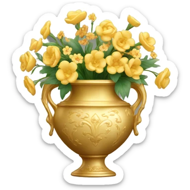 Golden vase with floral pattern  sticker