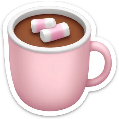 Light Pink mug of hot chocolate with marshmallows  sticker