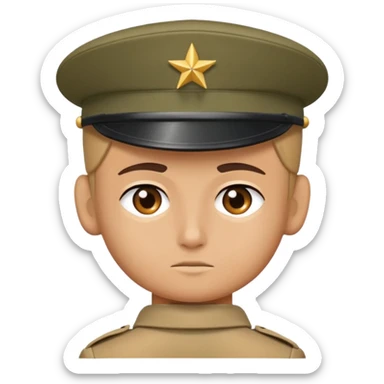 back view of soldier's head wearing a military cap sticker