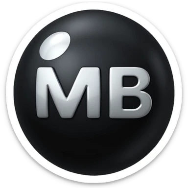 Black Ball with MB written on in the middle of it. Nothing else no holes or anything. sticker