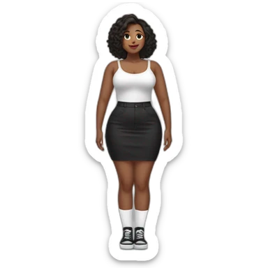 full body curvy beauty lifts her black skirt-back-view-long-white-socks sticker