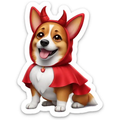 Corgi wearing devil costume sticker