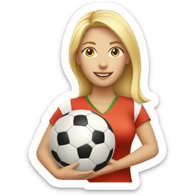 blond woman holding a soccer ball in her hand sticker