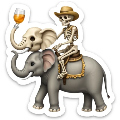 Skeleton Rider on elephant, Drinking. sticker